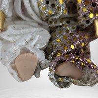 Vintage White and Gold 8" Porcelain Baby Jester Doll