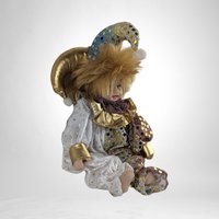Vintage White and Gold 8" Porcelain Baby Jester Doll