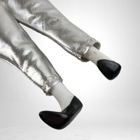 Vintage Silver and Black 17" Harlequin Pierrot Jester Doll