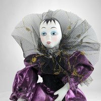 Vintage 10" Harlequin Doll with Purple Outfit