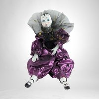 Vintage 10" Harlequin Doll with Purple Outfit