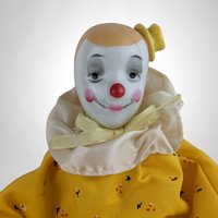 1983 Enesco 12" Yellow Clown Doll, Shelf Sitter