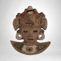Vintage Terrcotta Aztec Mask 8" Wall Decor