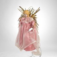 Vintage Light Up Angel Tree Topper in Pink and Gold