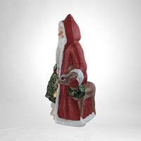 Vintage 11" Hand-Painted Ceramic Santa with Reindeer Figure - Holiday Decor, Christmas Collectible, Retro Festive Figurine