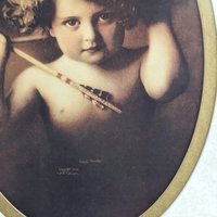 Vintage Cupid Awake and Cupid Asleep Framed Prints, MB Parkinson (11x13")