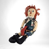 Vintage Folk Art Country Folk Signed 22" Raggedy Ann Doll