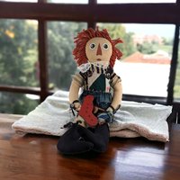 Vintage Folk Art Country Folk Signed 22" Raggedy Ann Doll