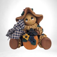 Vintage Handmade Clay Fall Farmer Figurines