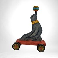 Handmade Wooden Seal with Ball Figure