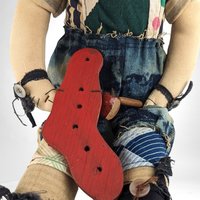 Vintage Folk Art Country Folk Signed 22" Raggedy Ann Doll