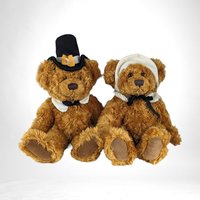 Vintage Russ Berrie Plymouth and Mayflower Thanksgiving Teddy Bears