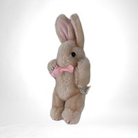 Vintage 8" Plush Bunny with Pink Bow
