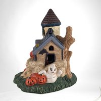 1991 Haunted House Ceramic Light | Vintage Halloween Decor | 7.5" | Pacific Rim | 3 Lights