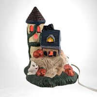 1991 Haunted House Ceramic Light | Vintage Halloween Decor | 7.5" | Pacific Rim | 3 Lights