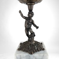 Vintage Bronze Cherub Candle Holder, Hollywood Regency Style, Marble Base, Votive Holder,  Unique Home Décor
