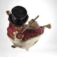 Vintage Ron Lee Hobo Clown in Bathtub Sculpture, Poor Condition