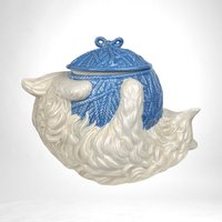 Vintage Ceramic Cat with Yarn Ball Cookie Jar