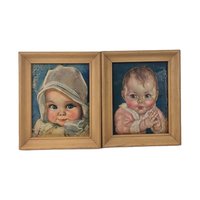 Pair of Vintage Charlotte Becker and Maud Tousley Raised Baby Prints (6.25" x 5.25")