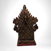 Vintage Handcrafted Wood and Glass Thai Spirit House