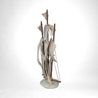 Vintage Shell Art Ship Figure