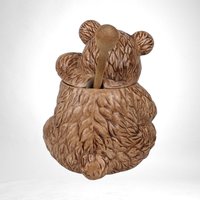 Vintage 1996 MSR  Ceramic Bear with Hand in Honey Pot with Wooden Stick