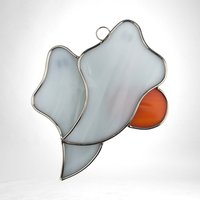 Vintage Stained Glass Ghosts and Pumpkin Hallowen Suncatcher (5")