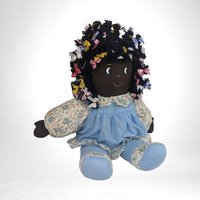 Vintage Rag Doll with Blue Dress