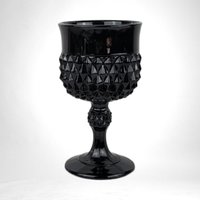 Set of 5 Vintage Indiana Glass Tiara Black Diamond Point Goblets