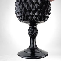 Set of 5 Vintage Indiana Glass Tiara Black Diamond Point Goblets