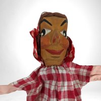 Vintage Hand Puppet with Wooden Head