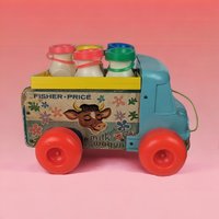 1965 Fisher Price Milk Wagon Pull Toy