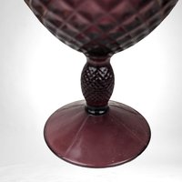 Vintage Purple Glass Candy Dish, Compote with Lid, Pedestal Dish, Diamond Cut Glass,  Amethyst Glassware,  Candy Dish, Home Decor