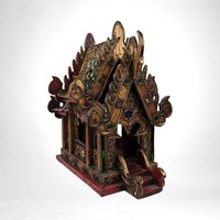 Vintage Handcrafted Wood and Glass Thai Spirit House