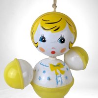 Vintage Sanitoy Plastic Rattle Doll, Crib Toy