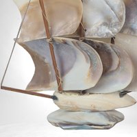 Vintage Shell Art Ship Figure