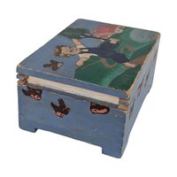 Vintage Handpainted Wooden Box with Playful Boy