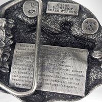 1985 Bergemot Brass Works Racing Horses Belt Buckle