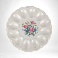 Vintage E&R Floral Ceramic Egg Dish