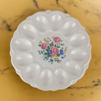 Vintage E&R Floral Ceramic Egg Dish
