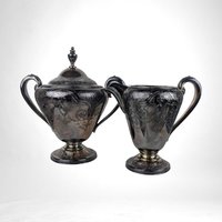 Vintage Wilcox International Silver Plated Coffee Set, Paisley Pattern, 7032, Coffee Pot, Creamer and Sugar