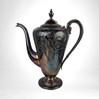 Vintage Wilcox International Silver Plated Coffee Set, Paisley Pattern, 7032, Coffee Pot, Creamer and Sugar