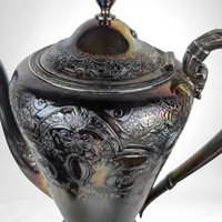 Vintage Wilcox International Silver Plated Coffee Set, Paisley Pattern, 7032, Coffee Pot, Creamer and Sugar