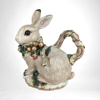 1996 Fitz & Floyd Snowy Woods Bunny Teapot with No Lid