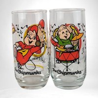 Set of 2 1985 Alvin and the Chipmunks Glasses