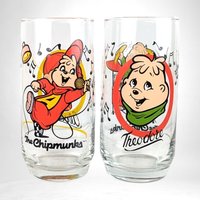 Set of 2 1985 Alvin and the Chipmunks Glasses