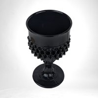 Set of 5 Vintage Indiana Glass Tiara Black Diamond Point Goblets