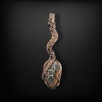 Handmade Septarian Pendant, Copper Wire Wrapped Gemstone Jewelry, Unique Gift for Women, Oxidized Copper Pendant, Black and Tan Septarian