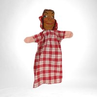 Vintage Hand Puppet with Wooden Head