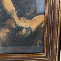 Vintage Print of Angel Michael Defeating Lucifer, 17x13" Framed